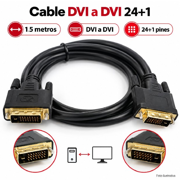 &ua CONVERTIDOR VIDEO CABLE DVI A DVI 24+1 (3177)
